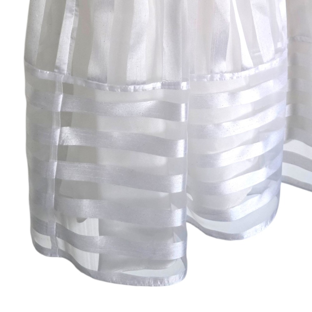 Y2K Betsey Johnson Evening 6 White Striped Organza Strapless Formal Mini Dress - Picture 2 of 10